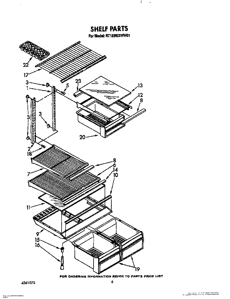 SHELF Diagram and Parts List for RT18BKXWW01  Roper Refrigerator