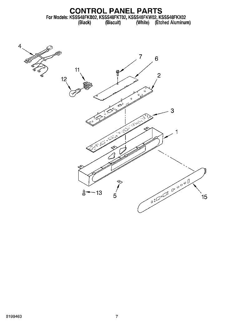 CONTROL PANEL PARTS Diagram and Parts List for KSSS48FKB02  KitchenAid Refrigerator
