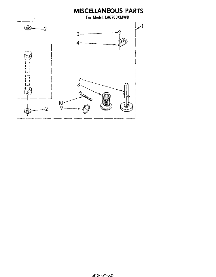 MISCELLANEOUS , LITERATURE AND OPTIONAL Diagram and Parts List for LA6700XMW0  Whirlpool Washer