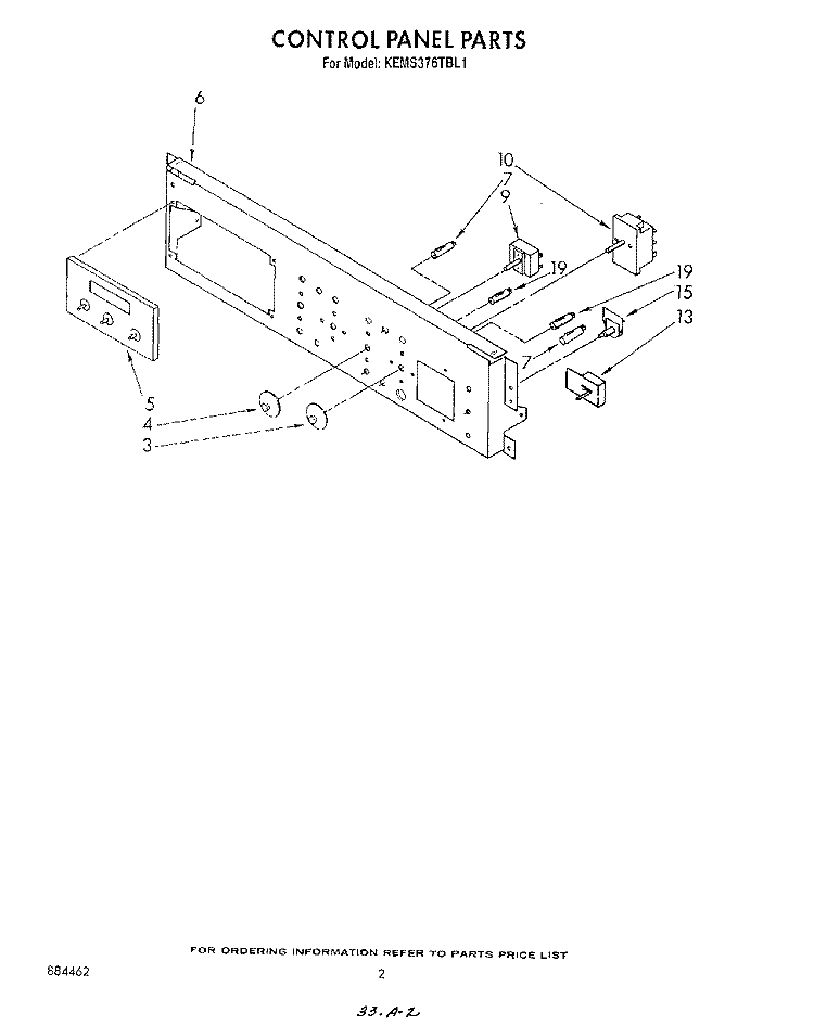 CONTROL PANEL , LIT/OPTIONAL Diagram and Parts List for KEMS376TBL1  KitchenAid Microwave Oven Combo