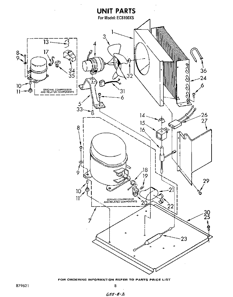 UNIT Diagram and Parts List for EC5100XS  Whirlpool Ice Maker