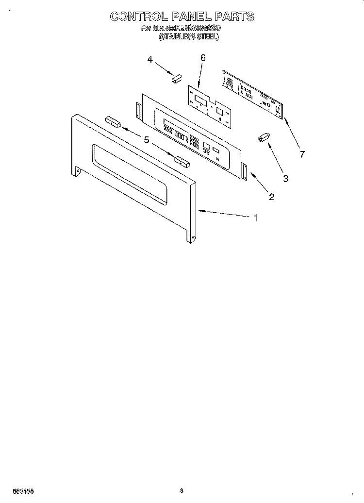 CONTROL PANEL Diagram and Parts List for KEMS308GSS0  KitchenAid Microwave Oven Combo