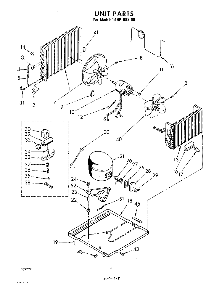 SECTION Diagram and Parts List for 1AHF08390  Whirlpool Air Conditioner
