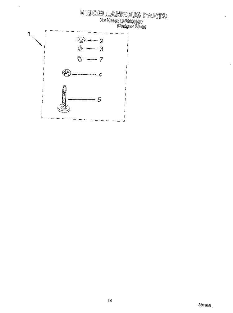 MISCELLANEOUS, OPTIONAL Diagram and Parts List for LSQ8000JQ0  Whirlpool Washer