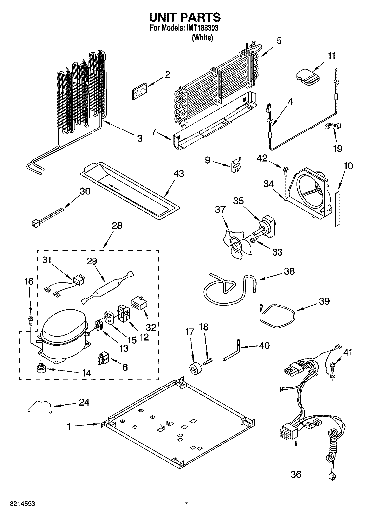 UNIT PARTS Diagram and Parts List for IMT188303  Inglis Refrigerator