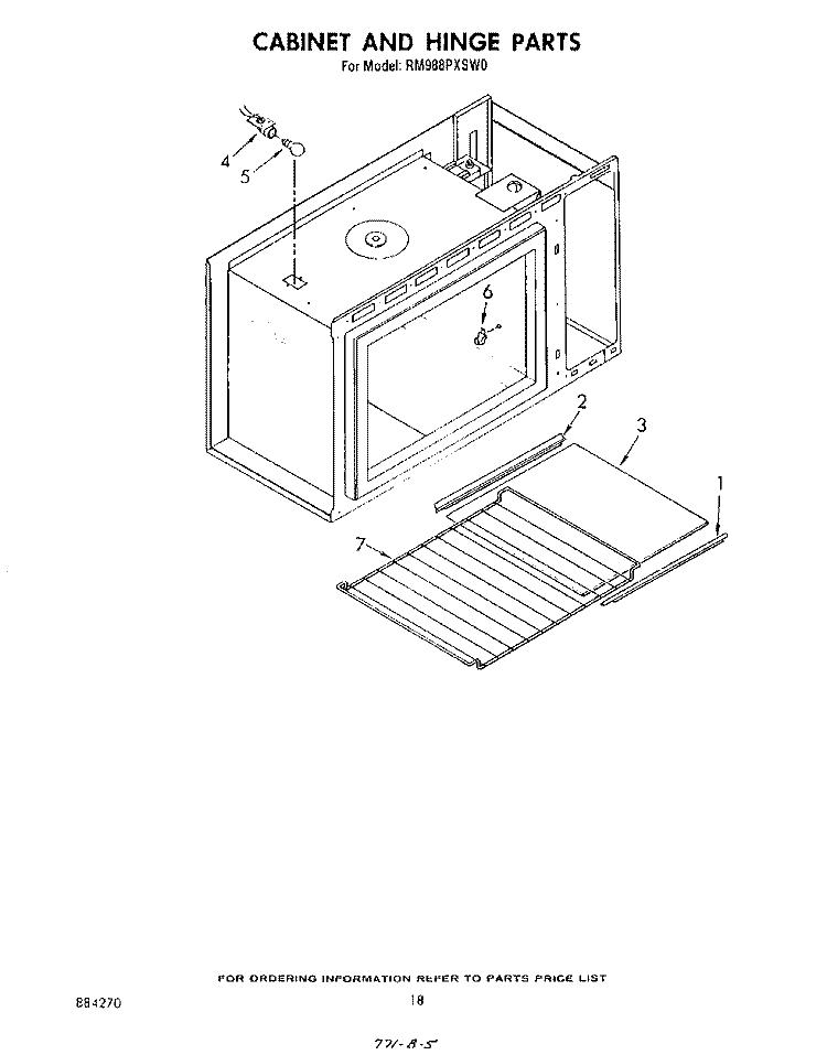 CABINET AND HINGE Diagram and Parts List for RM988PXSW0  Whirlpool Microwave Oven Combo
