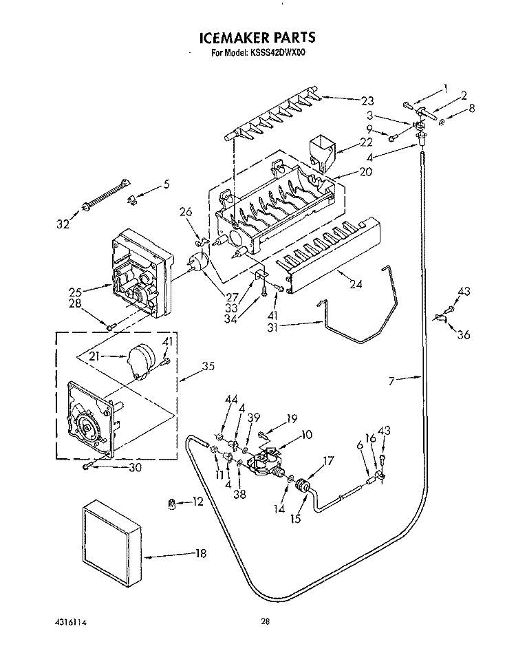 ICEMAKER Diagram and Parts List for KSSS42DWX00  KitchenAid Refrigerator