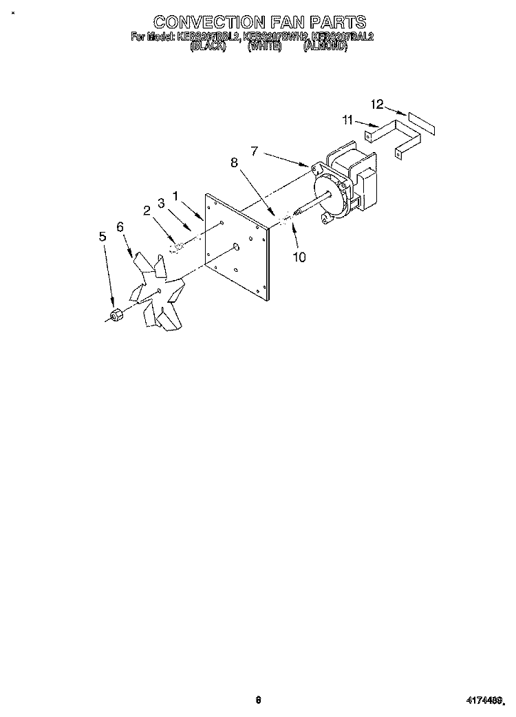 CONVECTION FAN Diagram and Parts List for KEBS207BAL2  KitchenAid Wall Oven