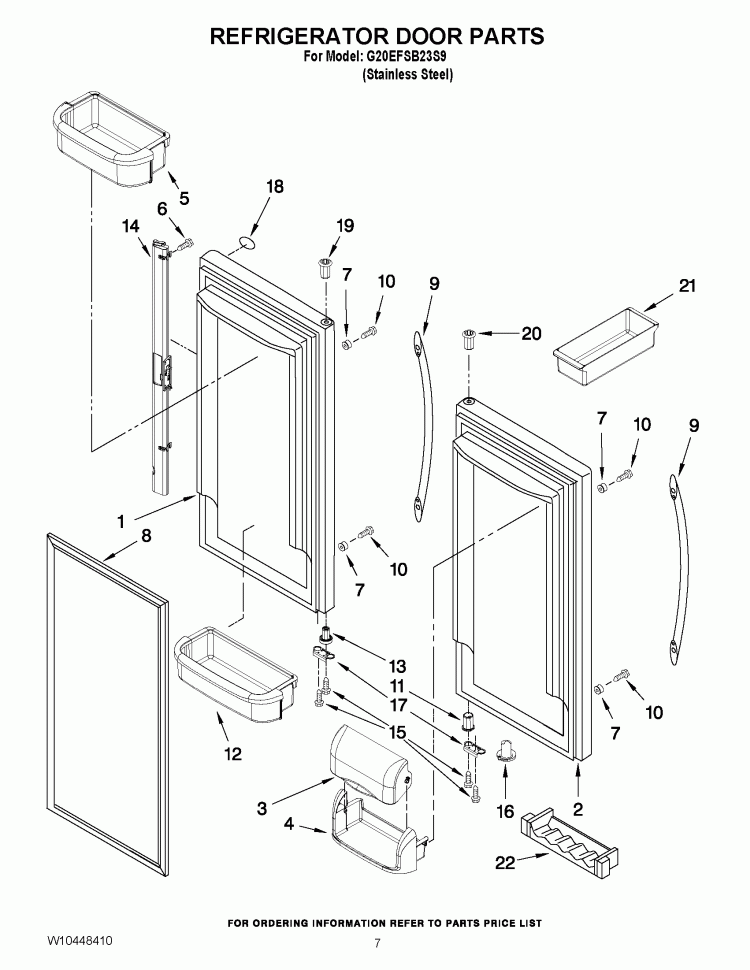REFRIGERATOR DOOR PARTS Diagram and Parts List for G20EFSB23S9  Whirlpool Refrigerator
