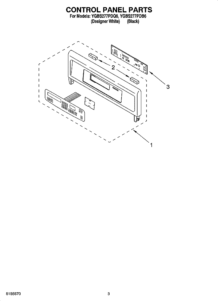CONTROL PANEL PARTS Diagram and Parts List for YGBS277PDB6  Whirlpool Wall Oven