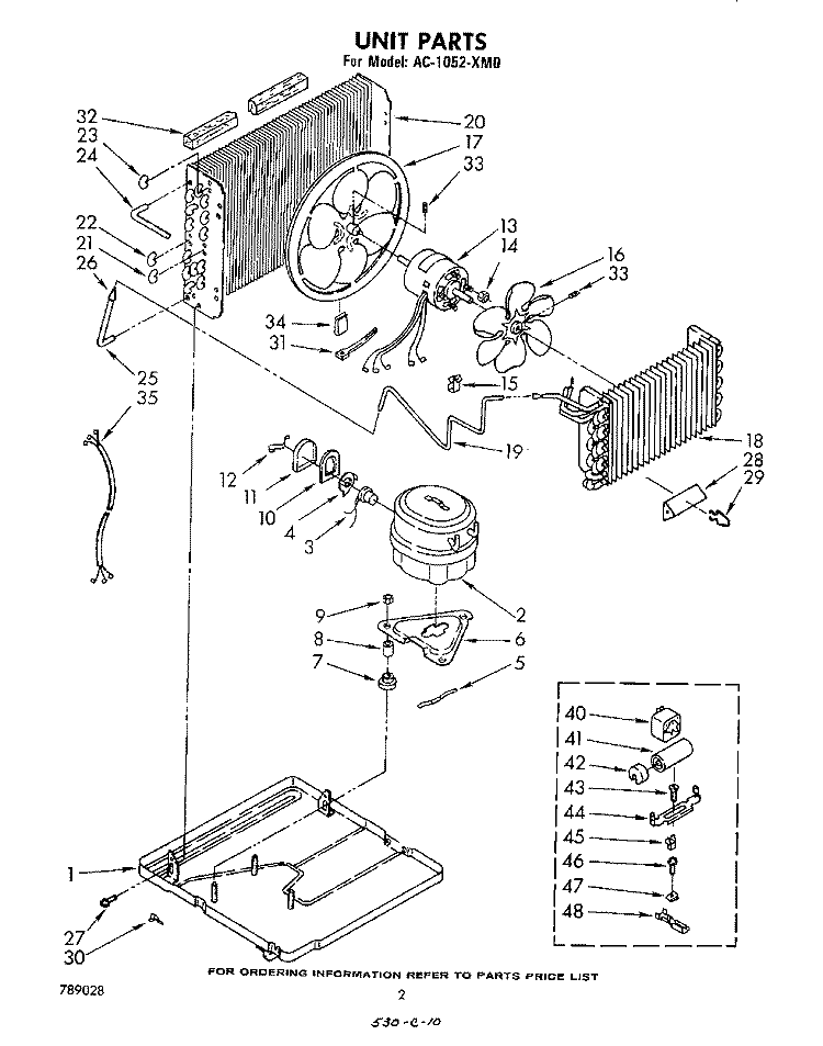 SECTION Diagram and Parts List for AC1052XM0  Whirlpool Air Conditioner