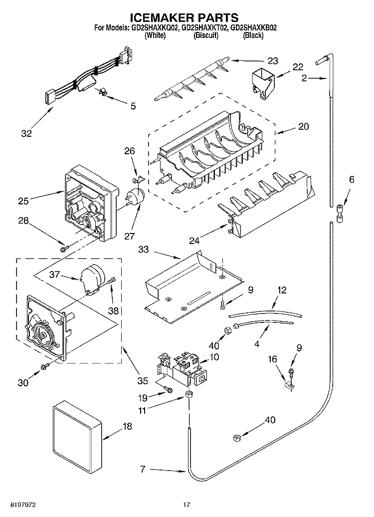 ICE MAKER Diagram and Parts List for GD2SHAXKT02  Whirlpool Refrigerator