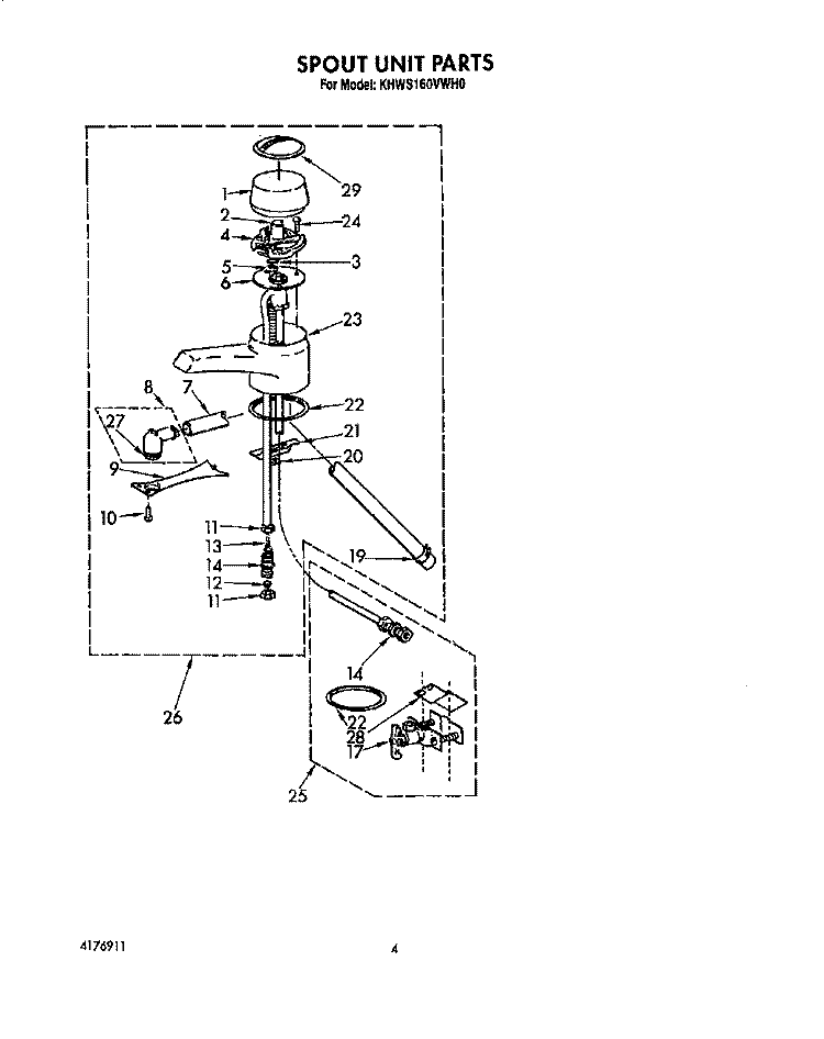 SECTION Diagram and Parts List for KHWS160VWH0  KitchenAid Miscellaneous