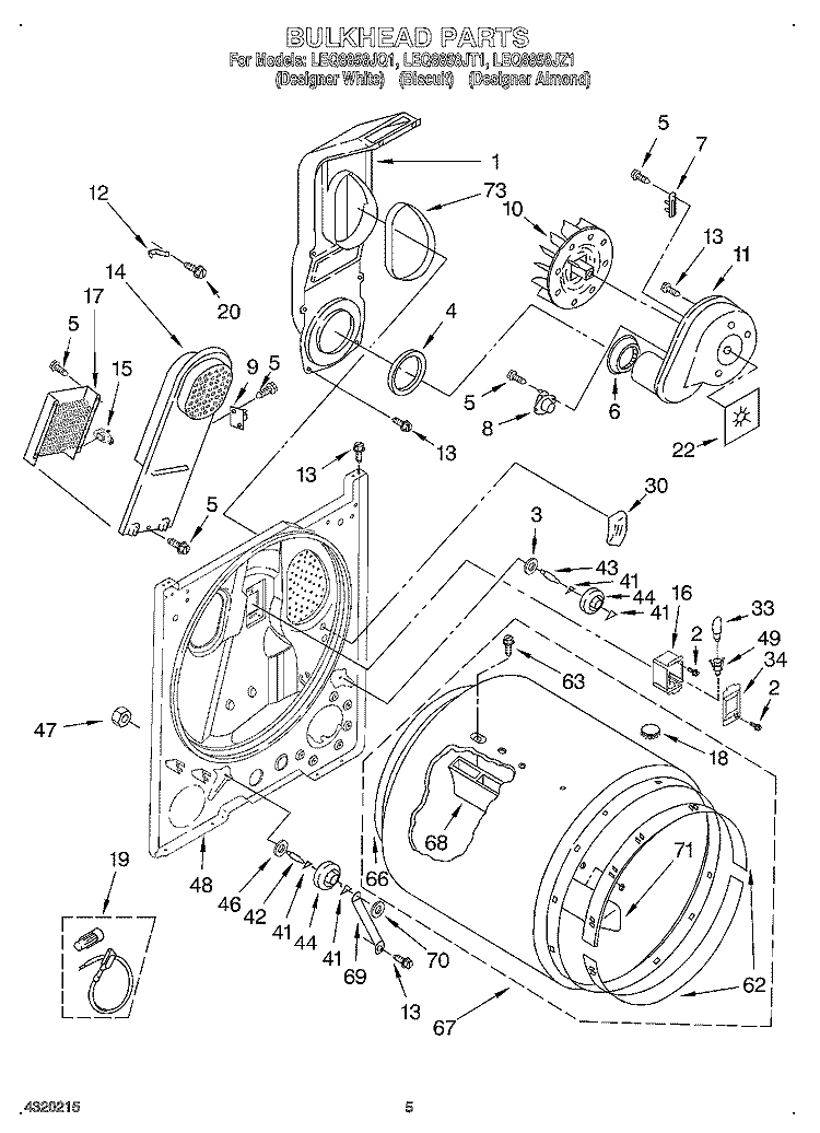 SECTION Diagram and Parts List for LEQ8858JT1  Whirlpool Dryer