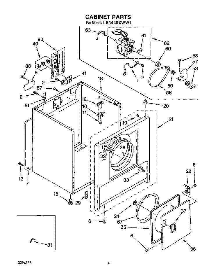 SECTION Diagram and Parts List for LE4440XWW1  Whirlpool Dryer
