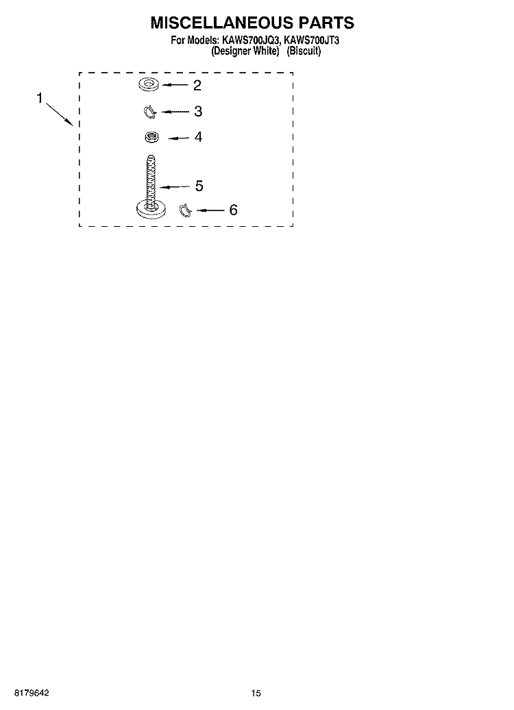 MISCELLANEOUS Diagram and Parts List for KAWS700JT3  KitchenAid Washer