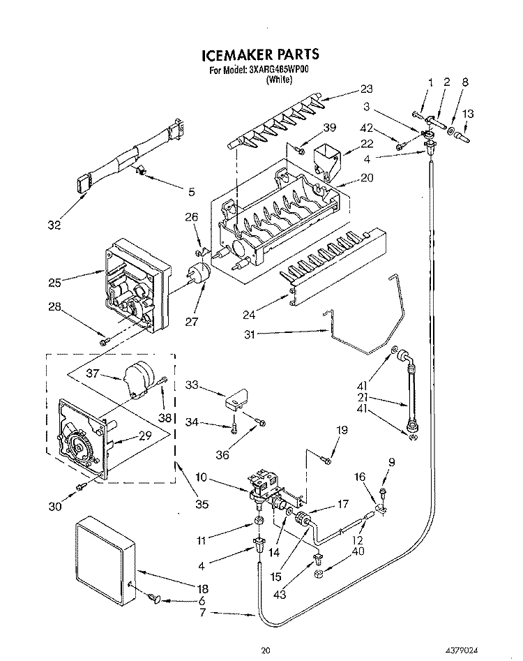 ICEMAKER, LIT/OPTIONAL Diagram and Parts List for 3XARG485WP00  Whirlpool Refrigerator
