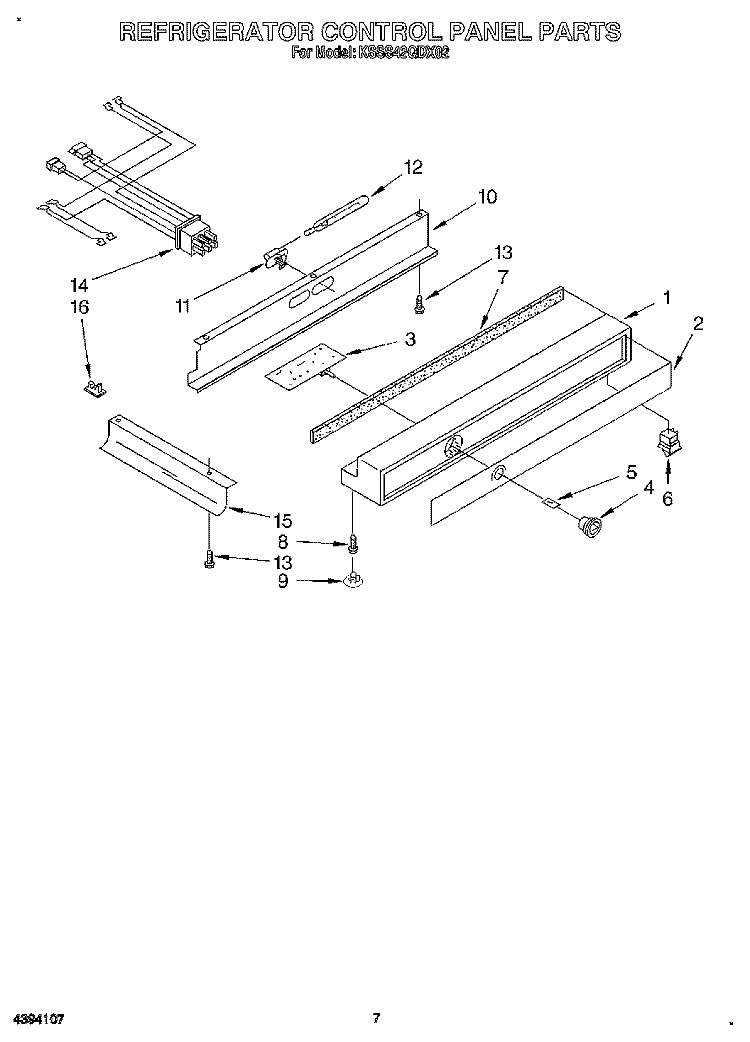 REFRIGERATOR CONTROL PANEL Diagram and Parts List for KSSS42QDX02  KitchenAid Refrigerator