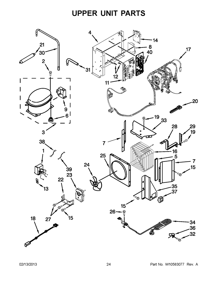 UPPER UNIT PARTS Diagram and Parts List for KSSC42QVS05  KitchenAid Refrigerator