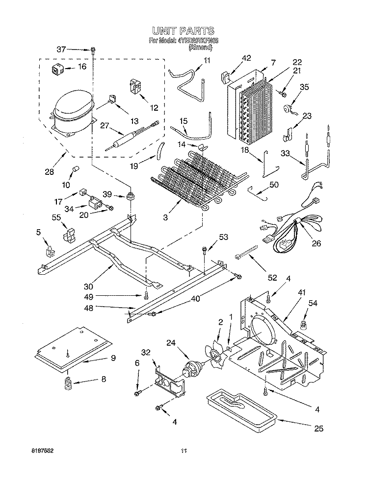 UNIT Diagram and Parts List for 4YED20TKFN05  Whirlpool Refrigerator