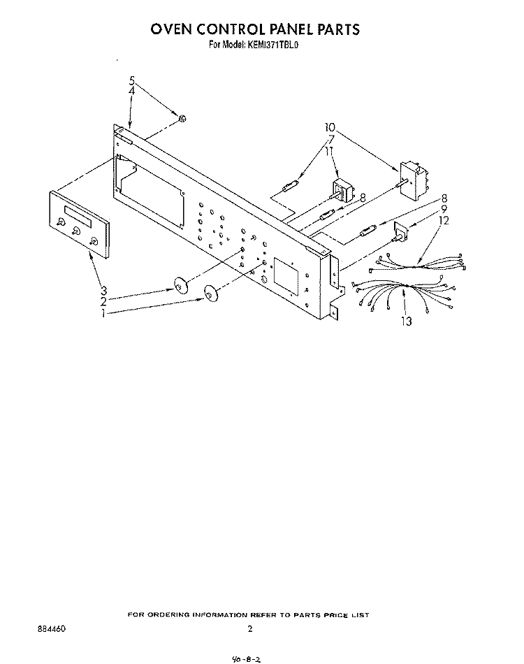 OVEN CONTROL PANEL , LIT/OPTIONAL Diagram and Parts List for KEMI371TBL0  KitchenAid Microwave Oven Combo