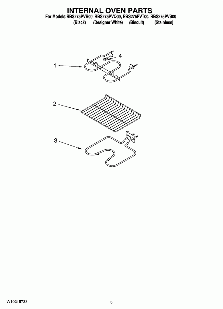 INTERNAL OVEN PARTS Diagram and Parts List for RBS275PVQ00  Whirlpool Wall Oven
