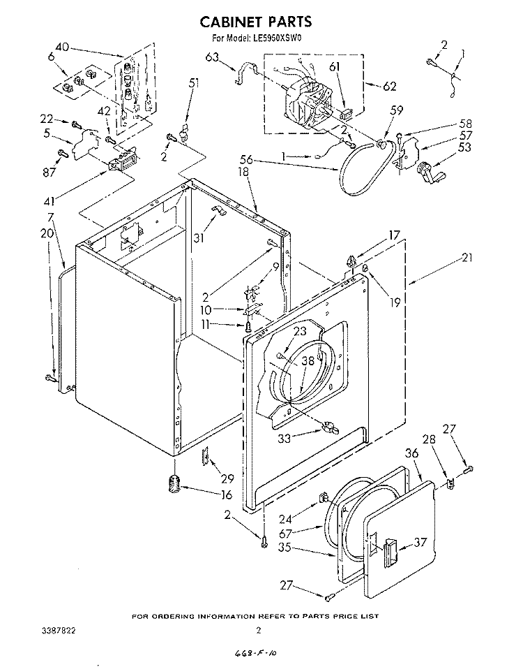 SECTION Diagram and Parts List for LE5950XSW0  Whirlpool Dryer