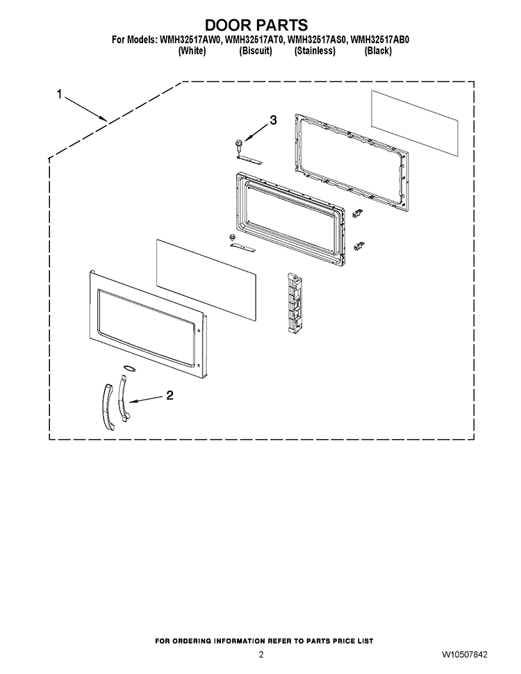 DOOR PARTS Diagram and Parts List for WMH32517AB0  Whirlpool Microwave