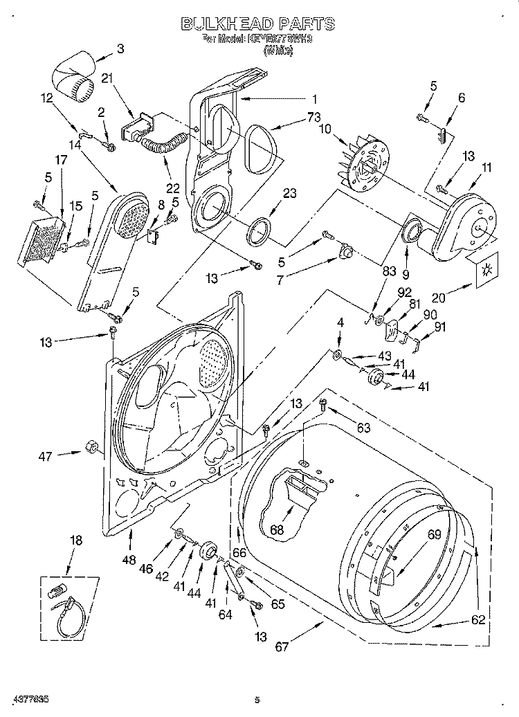 SECTION Diagram and Parts List for KEYE677BWH3  KitchenAid Dryer
