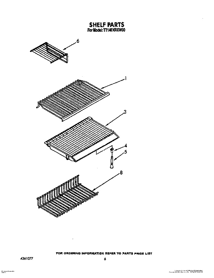 SHELF Diagram and Parts List for TT14EKRXW00  Estate Refrigerator