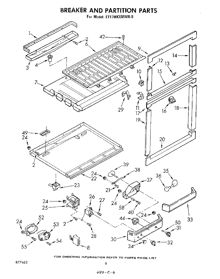 BREAKER AND PARTITION Diagram and Parts List for ET17HKXMWR0  Whirlpool Refrigerator