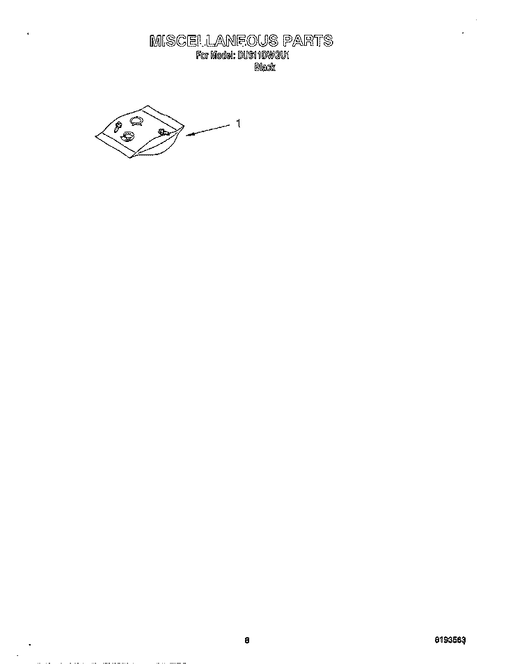 MISCELLANEOUS Diagram and Parts List for DU811DWGU1  Whirlpool Dishwasher