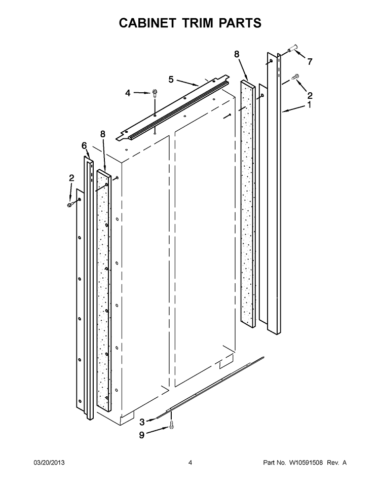 CABINET TRIM PARTS Diagram and Parts List for KSSC48FTS17  KitchenAid Refrigerator