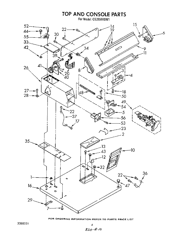 TOP AND CONSOLE Diagram and Parts List for CE2950XSW1  Whirlpool Dryer