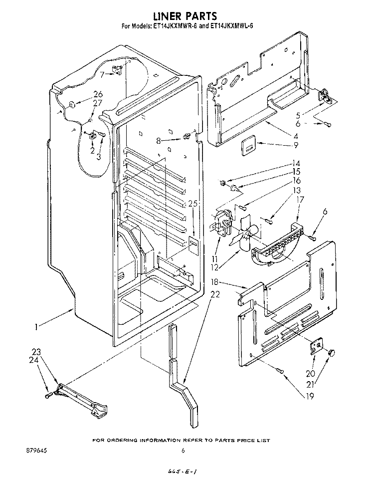 LINER, LIT/OPTIONAL Diagram and Parts List for ET14JKXMWR6  Whirlpool Refrigerator