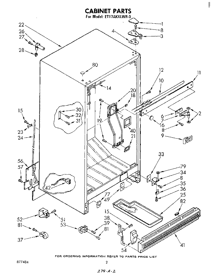 CABINET Diagram and Parts List for ET17AKXLWR0  Whirlpool Refrigerator