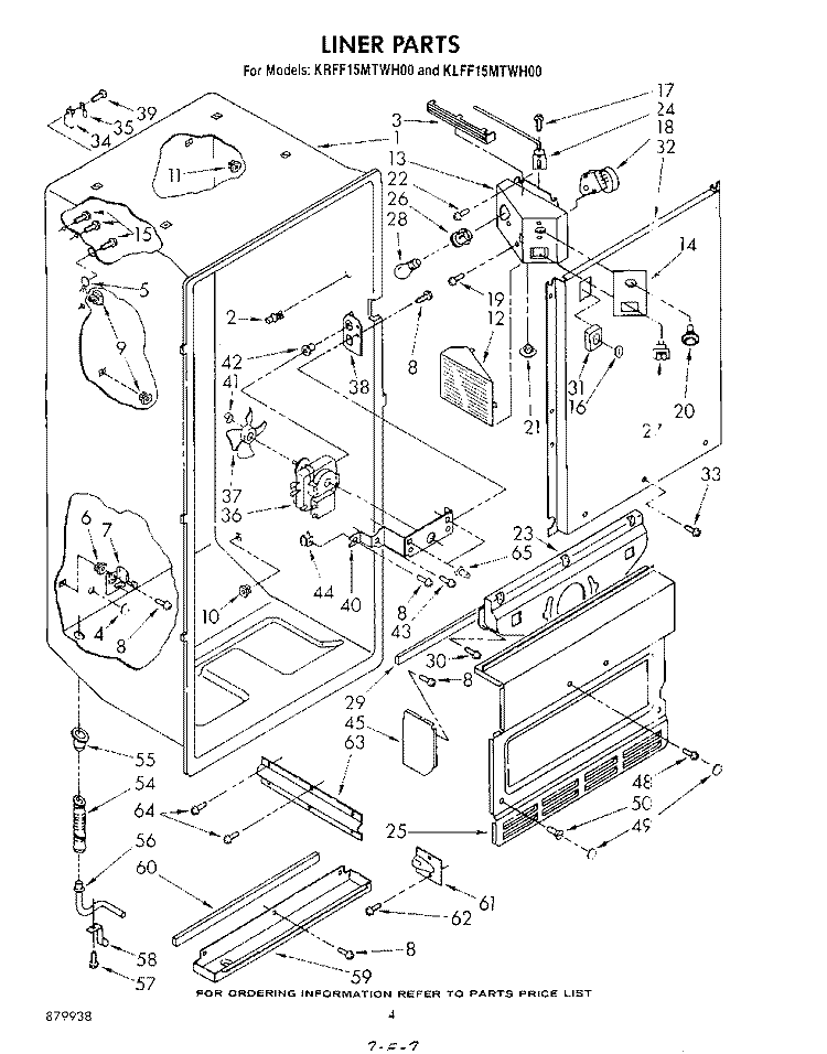 LINER , LIT/OPTIONAL Diagram and Parts List for KRFF15MTWH00  KitchenAid Freezer