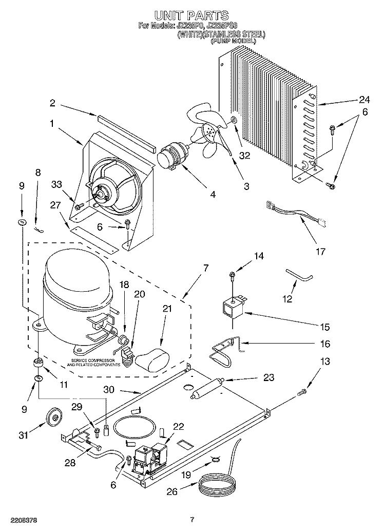 UNIT Diagram and Parts List for JZ235P0  Whirlpool Ice Maker