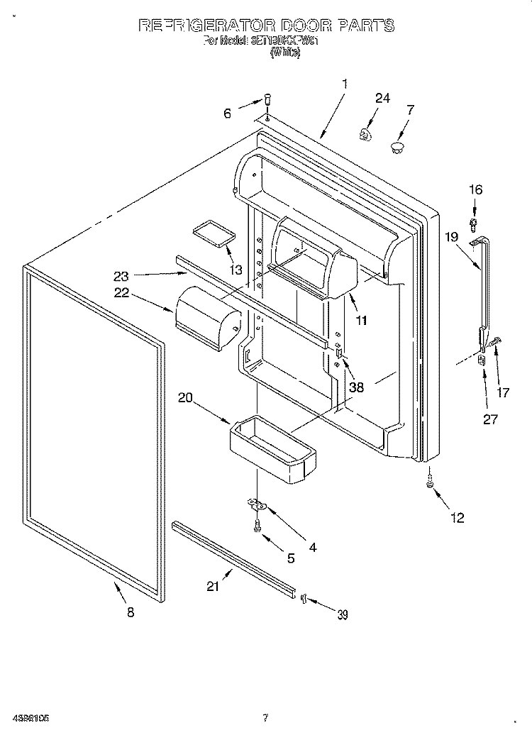 REFRIGERATOR DOOR Diagram and Parts List for 6ET19DKXFW01  Whirlpool Refrigerator
