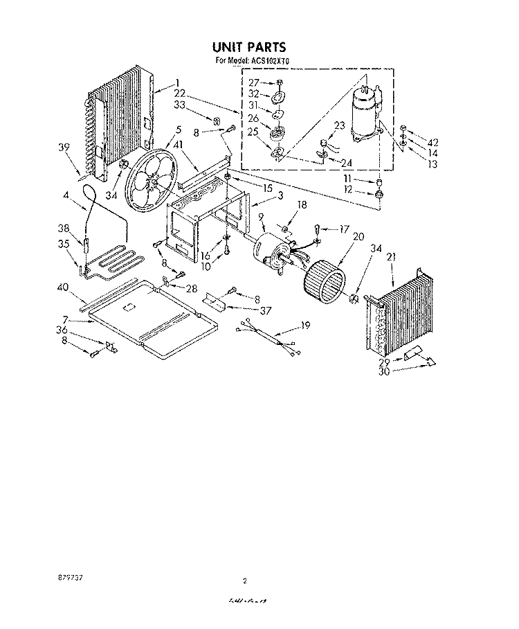 SECTION Diagram and Parts List for ACS102XT0  Whirlpool Air Conditioner