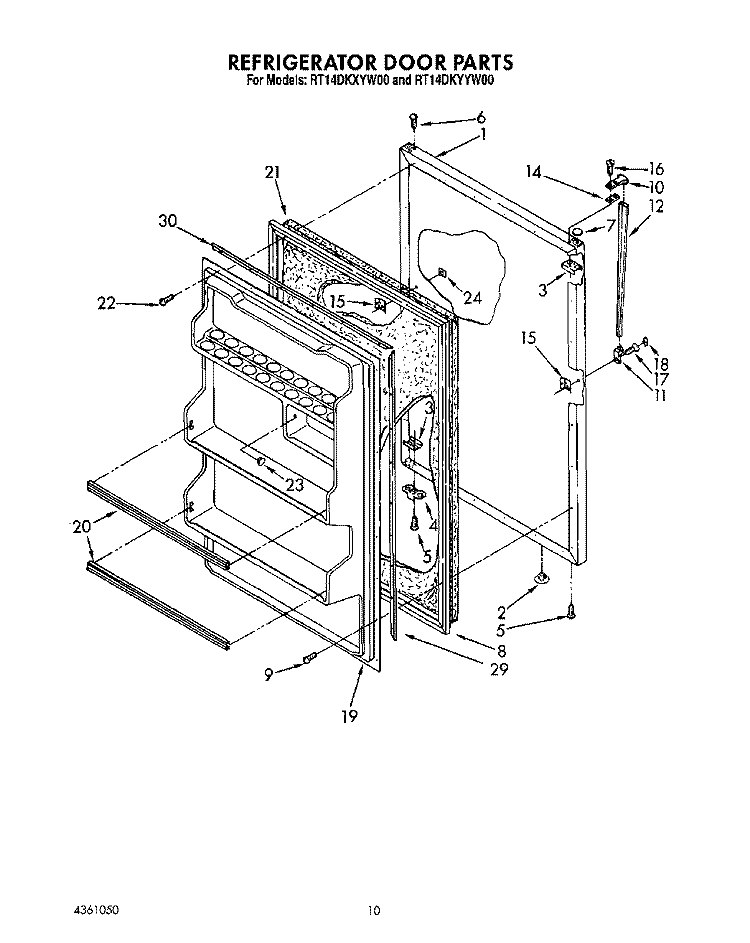 REFRIGERATOR DOOR, LIT/OPTIONAL Diagram and Parts List for RT14DKYYW00  Roper Refrigerator