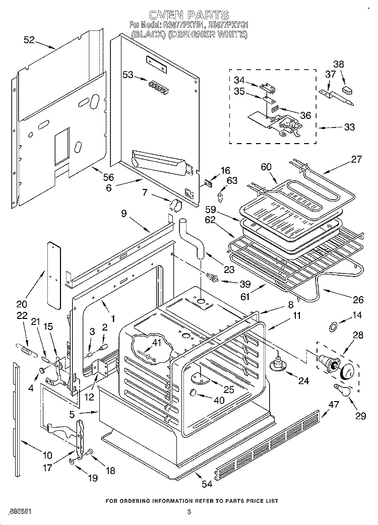 OVEN, LIT/OPTIONAL Diagram and Parts List for RS677PXYQ1  Whirlpool Range