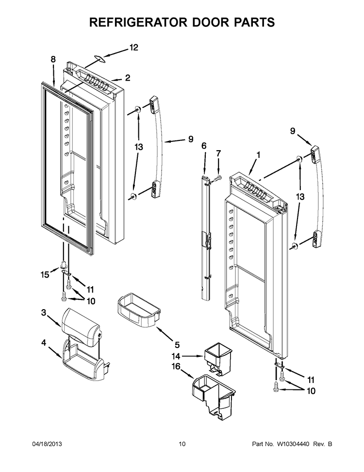 REFRIGERATOR DOOR PARTS Diagram and Parts List for GX5FHDXVY03  Whirlpool Refrigerator