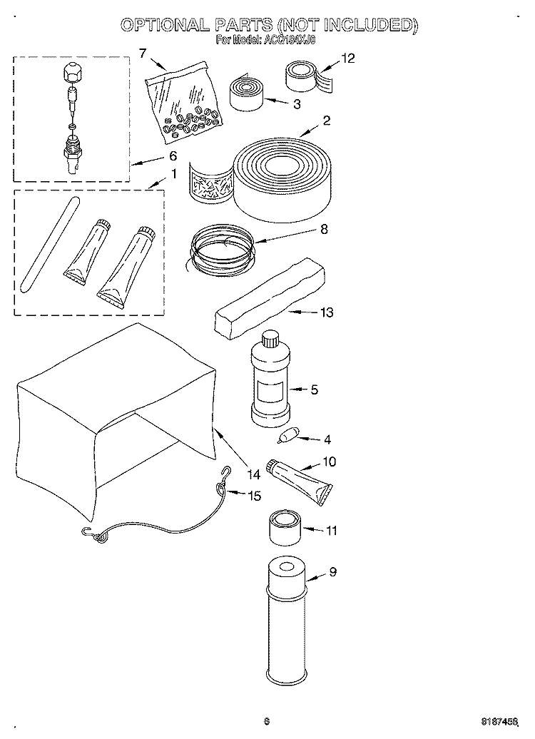 OPTIONAL Diagram and Parts List for ACQ184XJ0  Whirlpool Air Conditioner