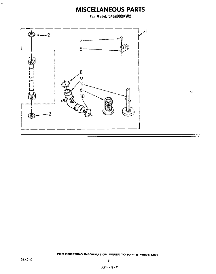 MISCELLANEOUS, LITERATURE AND OPTIONAL Diagram and Parts List for LA6900XKW2  Whirlpool Washer