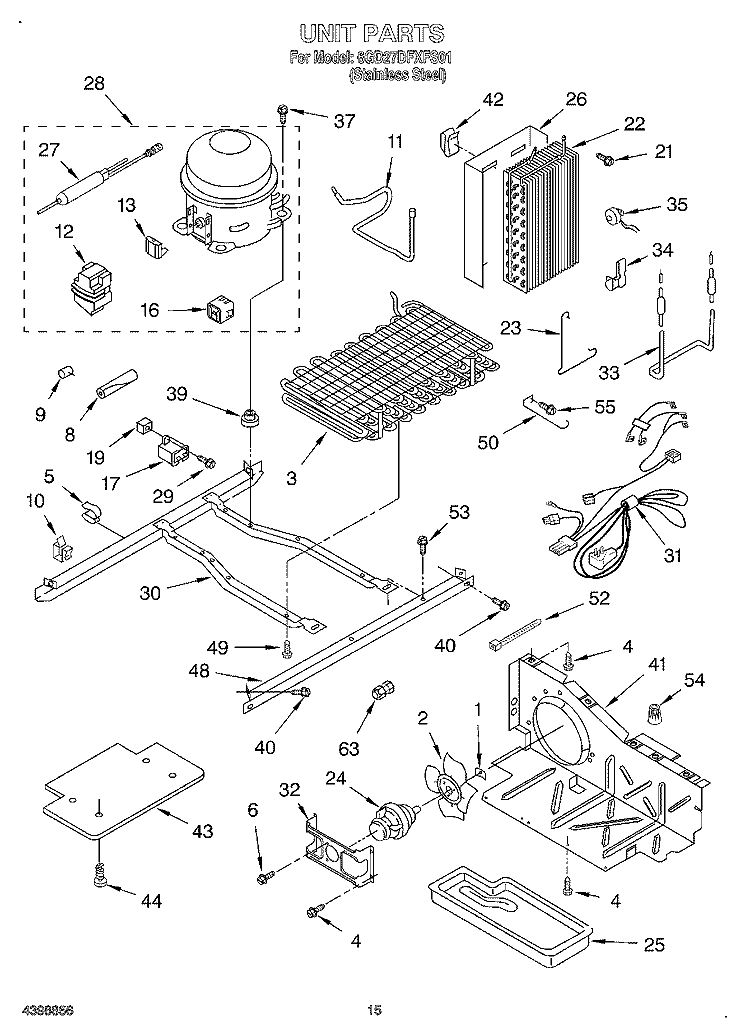 UNIT Diagram and Parts List for 6GD27DFXFS01  Whirlpool Refrigerator
