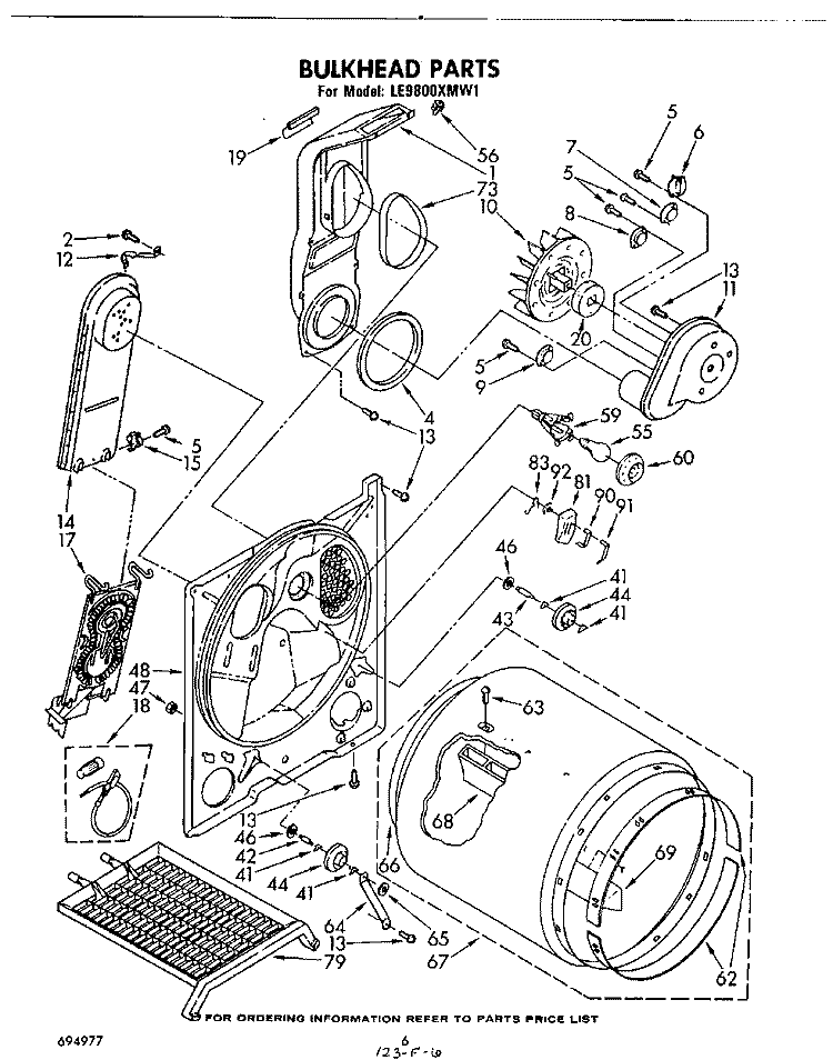 SECTION Diagram and Parts List for LE9800XMW1  Whirlpool Dryer