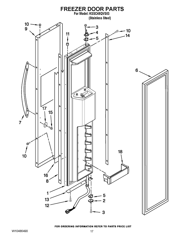 FREEZER DOOR PARTS Diagram and Parts List for KSSC48QVS03  KitchenAid Refrigerator