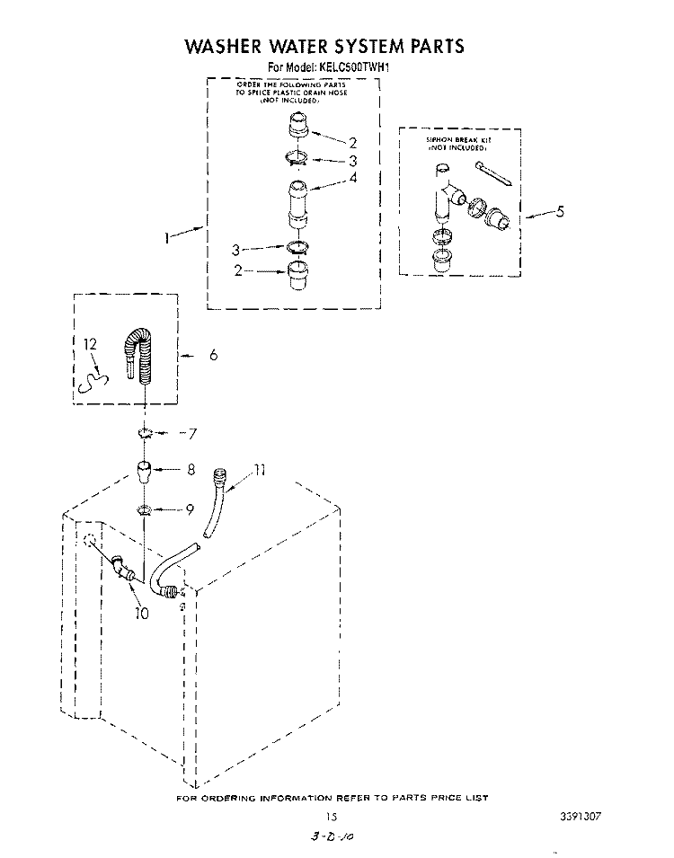 WASHER WATER SYSTEM Diagram and Parts List for KELC500TAL1  KitchenAid Washer Dryer Combo