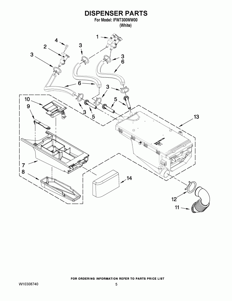 DISPENSER PARTS Diagram and Parts List for IFW7300WW00  Inglis Washer